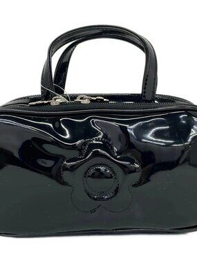 MARY QUANT Black Patent Leather Vanity Bag